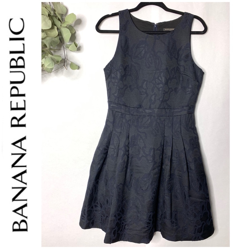 Banana Republic Navy Party Dress Pocketed Pleated